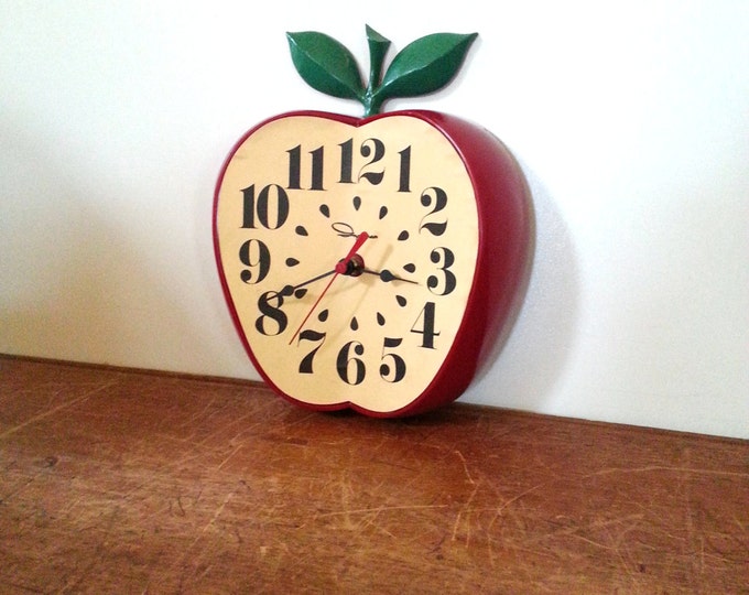 Clock Apple Kitchen Wall Clockvintage Ingraham School Clock Etsy