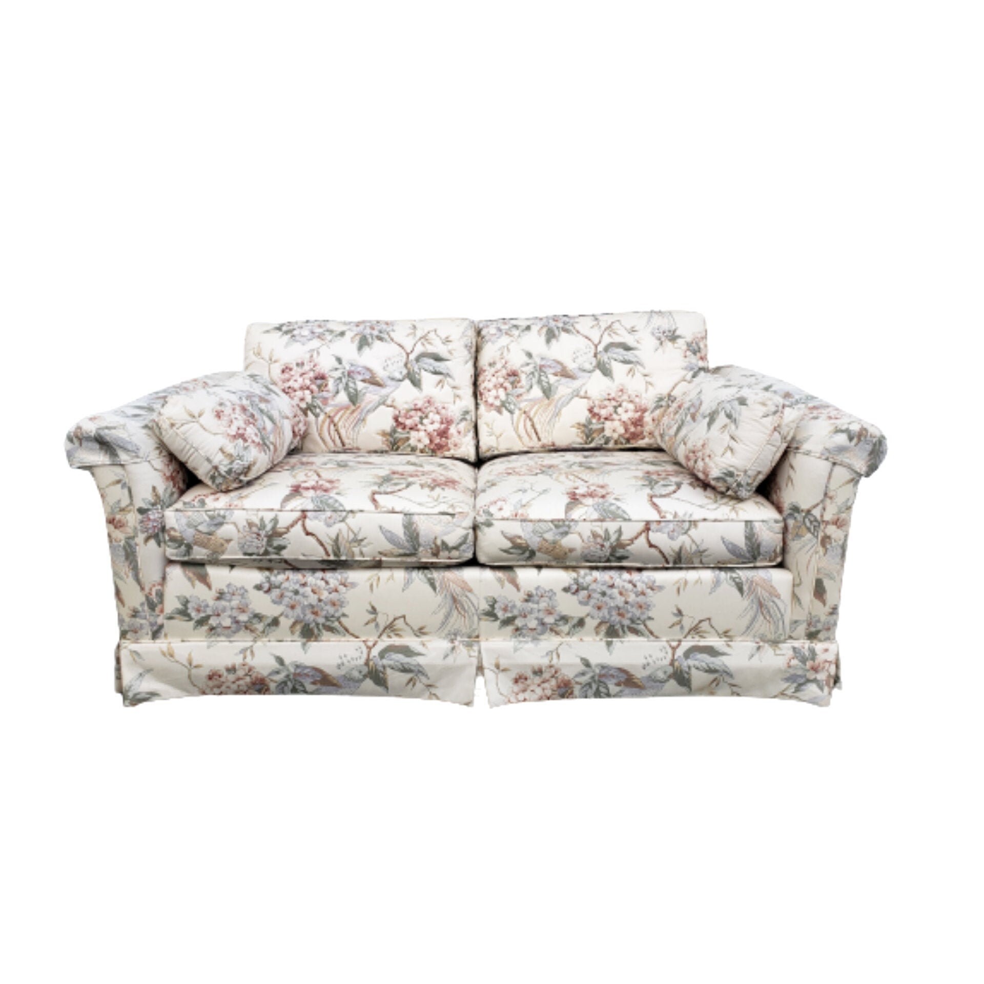 Ethan Allen Loveseat With Quilted Designer Fabric Vintage Etsy