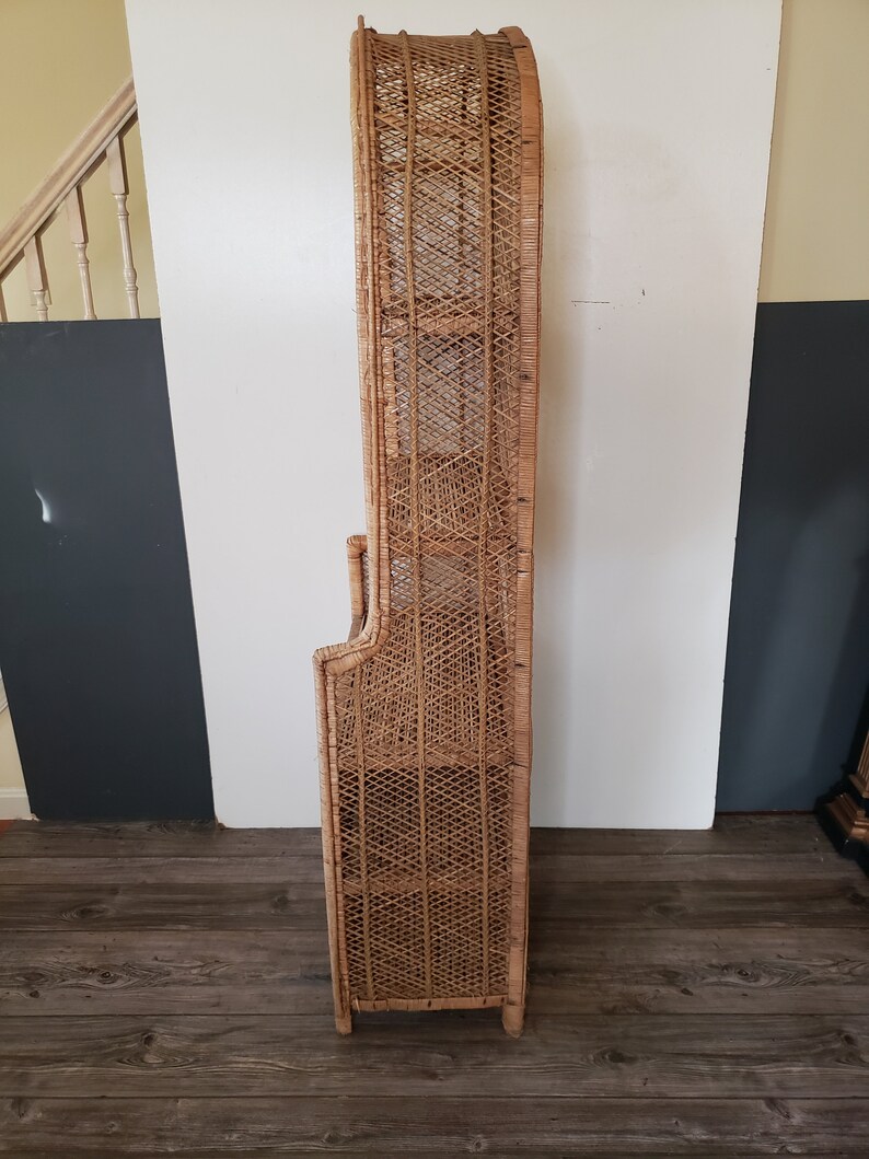 Vintage Wicker Dome Bookshelf/ Wicker Hutch/ Rattan Hutch / Etsy
