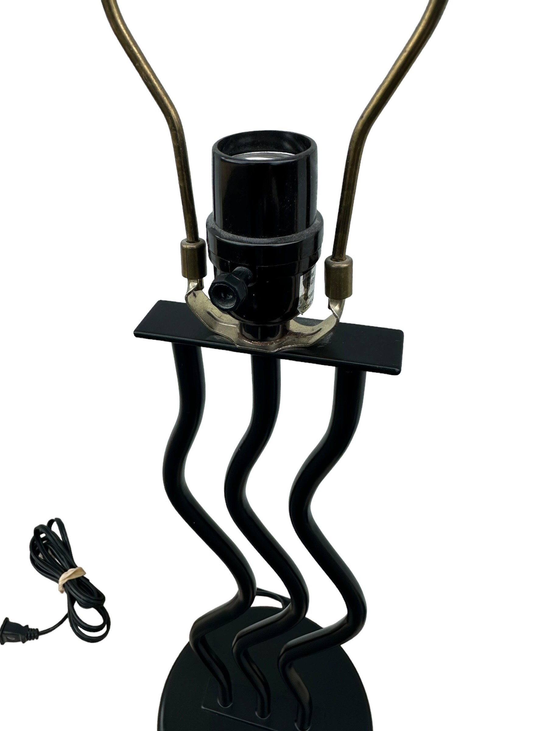 90's PAIR Postmodern Squiggly Wave Lamp, Memphis Style Black