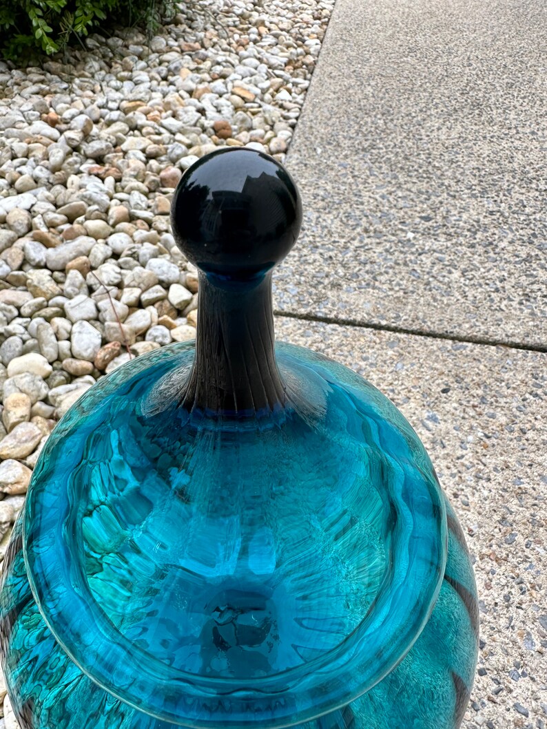 Vintage Glass Compote Jar Mid Century Empoli Italian Optic Etsy