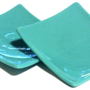 LIGHT TURQUOISE AQUA Fused Glass Trinket Tray Soap or Jewelry Dish A5 Bild 2