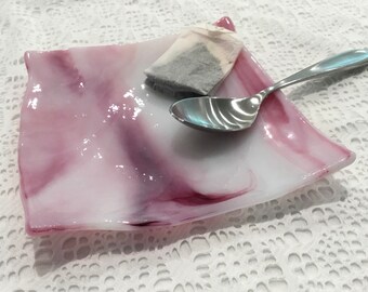 Raspberry Ice Pink Odd Shape Jewelry Dish Trinket Tray Soap Dish P8