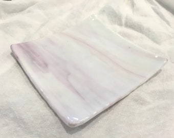 LAVENDER PINK  Fused Glass Trinket Dish Jewelry Tray P8