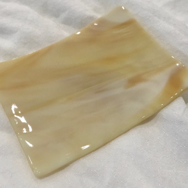 Sandy Beach Beige and Tan Glass Trinket Ring Soap Dish Jewelry Br7