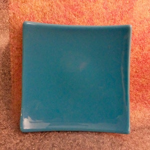 LIGHT TURQUOISE AQUA Fused Glass Trinket Tray Soap or Jewelry Dish A5 Bild 4