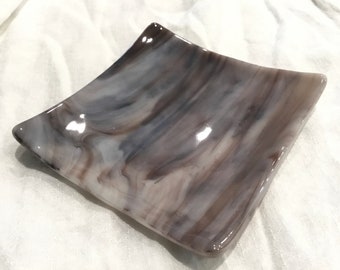 Night Desert  4.25" Translucent Fused Glass Trinket Tray Jewelry Dish P8