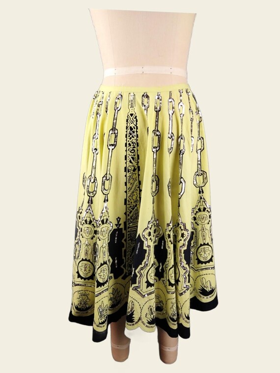 PAPILLON Retro Mayan print sequin circle skirt - image 3