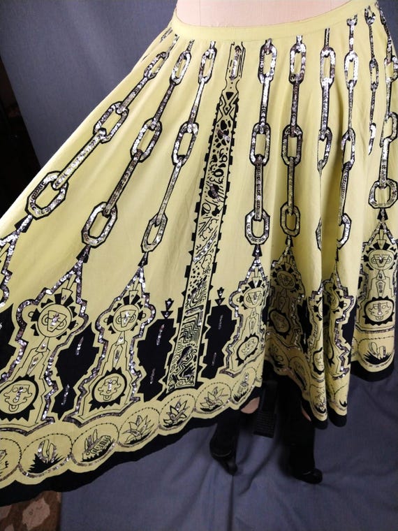 PAPILLON Retro Mayan print sequin circle skirt - image 7