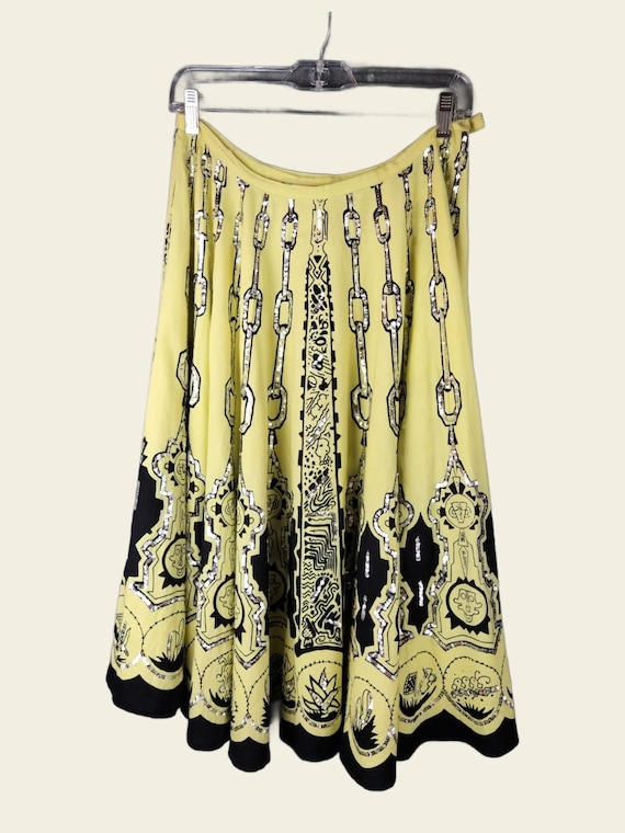 PAPILLON Retro Mayan print sequin circle skirt - image 1