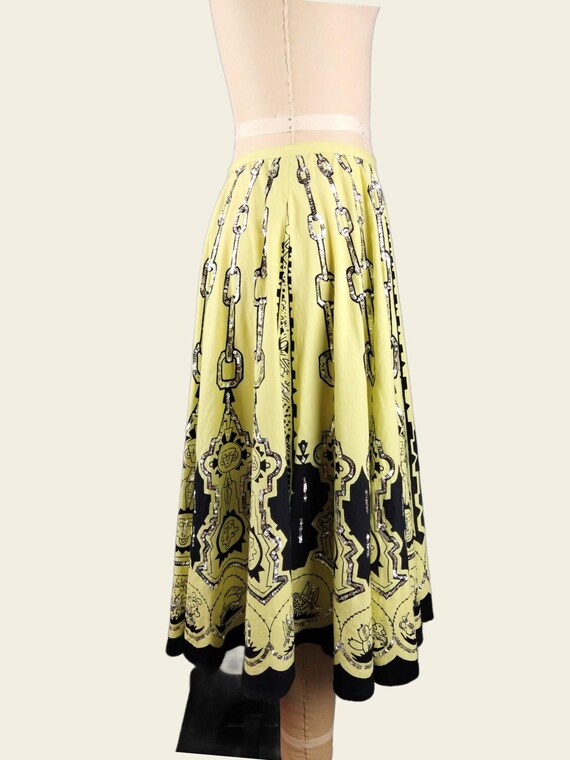 PAPILLON Retro Mayan print sequin circle skirt - image 4
