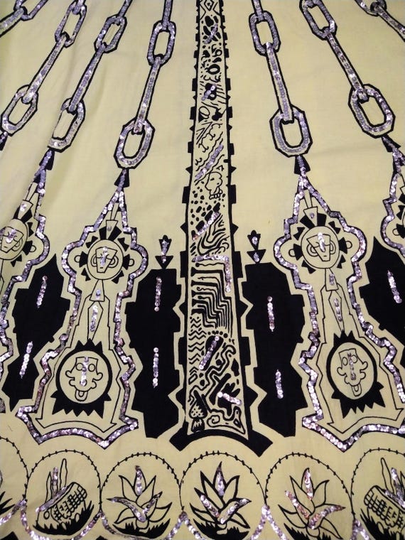 PAPILLON Retro Mayan print sequin circle skirt - image 9