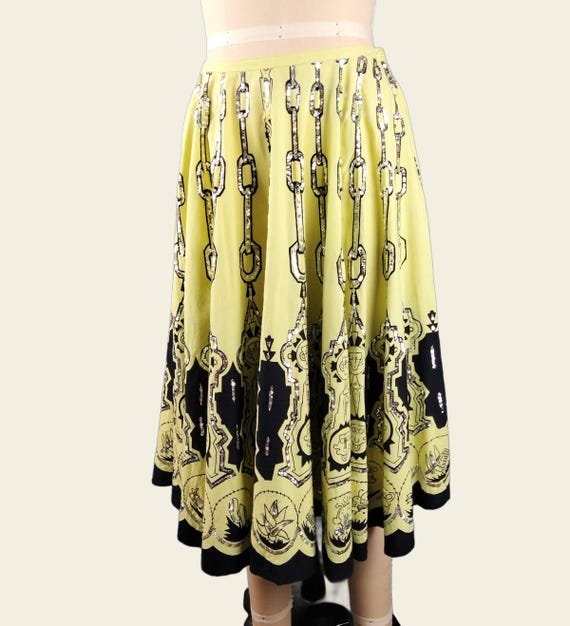 PAPILLON Retro Mayan print sequin circle skirt - image 5