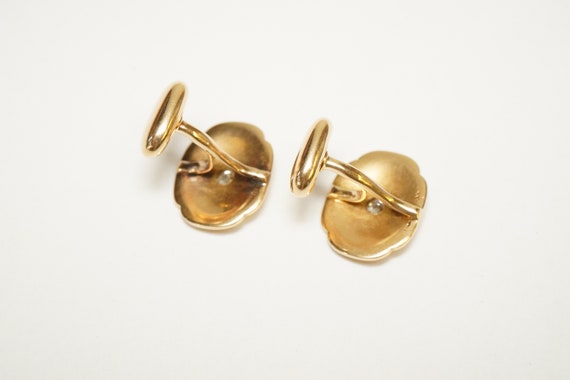 Victorian 14k Gold, Diamond Cuff Links - Old Euro… - image 7