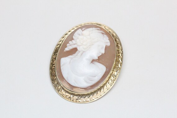 Art Deco 14k Green Gold, Shell Cameo - Beautiful … - image 3