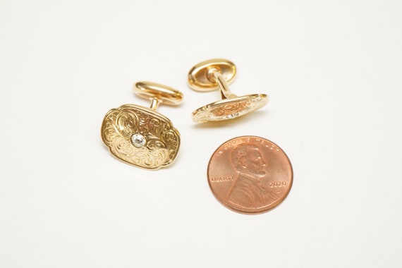 Victorian 14k Gold, Diamond Cuff Links - Old Euro… - image 4