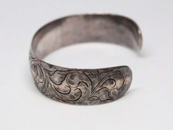 Hand-Engraved Silver and Gold Western Cuff - Outs… - image 3