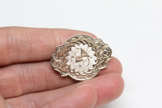 Victorian Gold-Filled Brooch - Hand-Engraved - An… - image 7