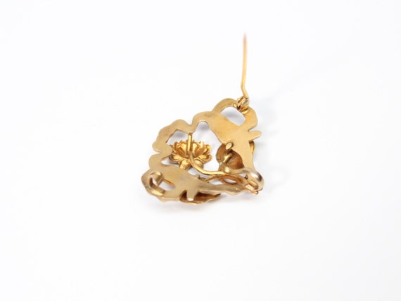 Art Nouveau 9k Gold Water Lily Brooch - Chatelain… - image 5