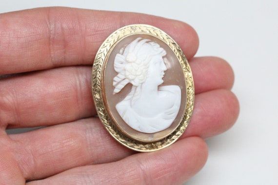 Art Deco 14k Green Gold, Shell Cameo - Beautiful … - image 5