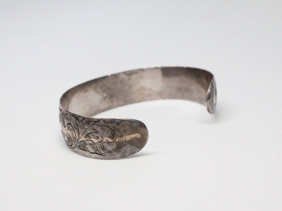 Hand-Engraved Silver and Gold Western Cuff - Outs… - image 5