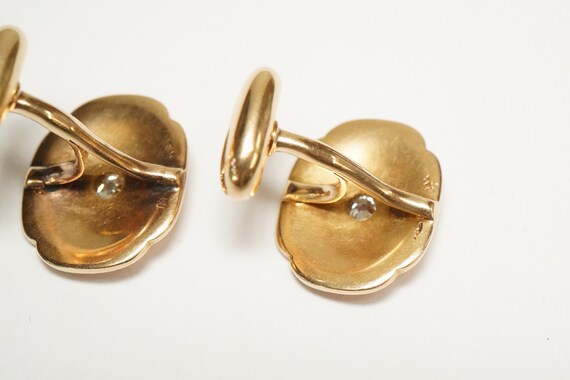 Victorian 14k Gold, Diamond Cuff Links - Old Euro… - image 3