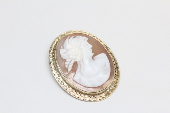 Art Deco 14k Green Gold, Shell Cameo - Beautiful … - image 2