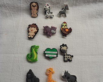 MISCELLANEOUS ANIMAL THEMED Shoe Charms | Croc Pegs Clips | Fashion | Kids Farm Forrest Zoo Wild Animals Toys Fashionable Accessories