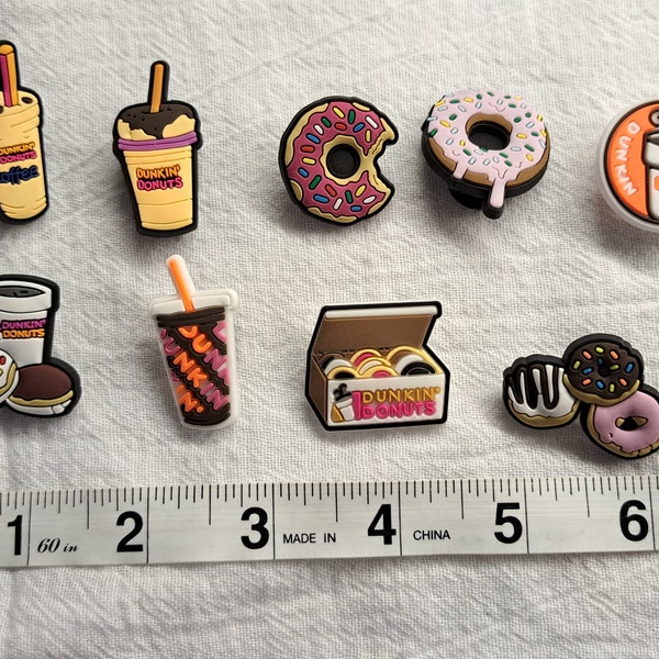 DONUT COFFEE Shoe Charm | Clog Pegs Jewelry Clips Decor Buttonhole