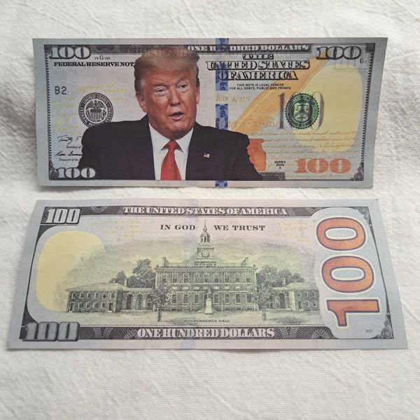 DONALD TRUMP NOVELTY | Gag Gift | Fake Print Play Funny Money 100 Dollar Bill Pretend Paper Money | Collectible Collectable