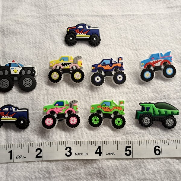 MONSTER TRUCK Shoe Charms | Clog Pegs Jewelry Clips Decor Buttonhole