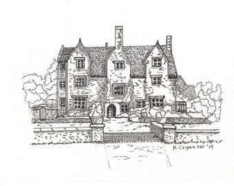 Old House Drawing Etsy