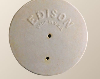 Antique Vintage Thomas Edison Battery Jar Glazed Stoneware Lid - Railroad Signal and Communications