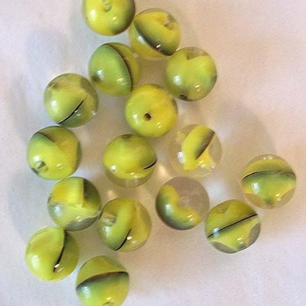 16 Old Rare Cats Eye Beads - Estate Find