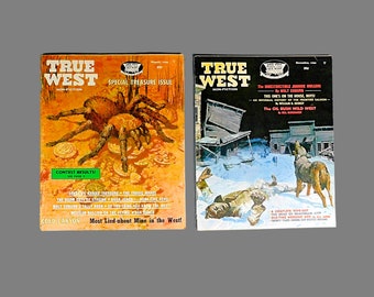Two 2  Vintage 1966 Back Issues TRUE WEST Magazine - August & December - Non Fiction Stories Old West - Treasure Issue