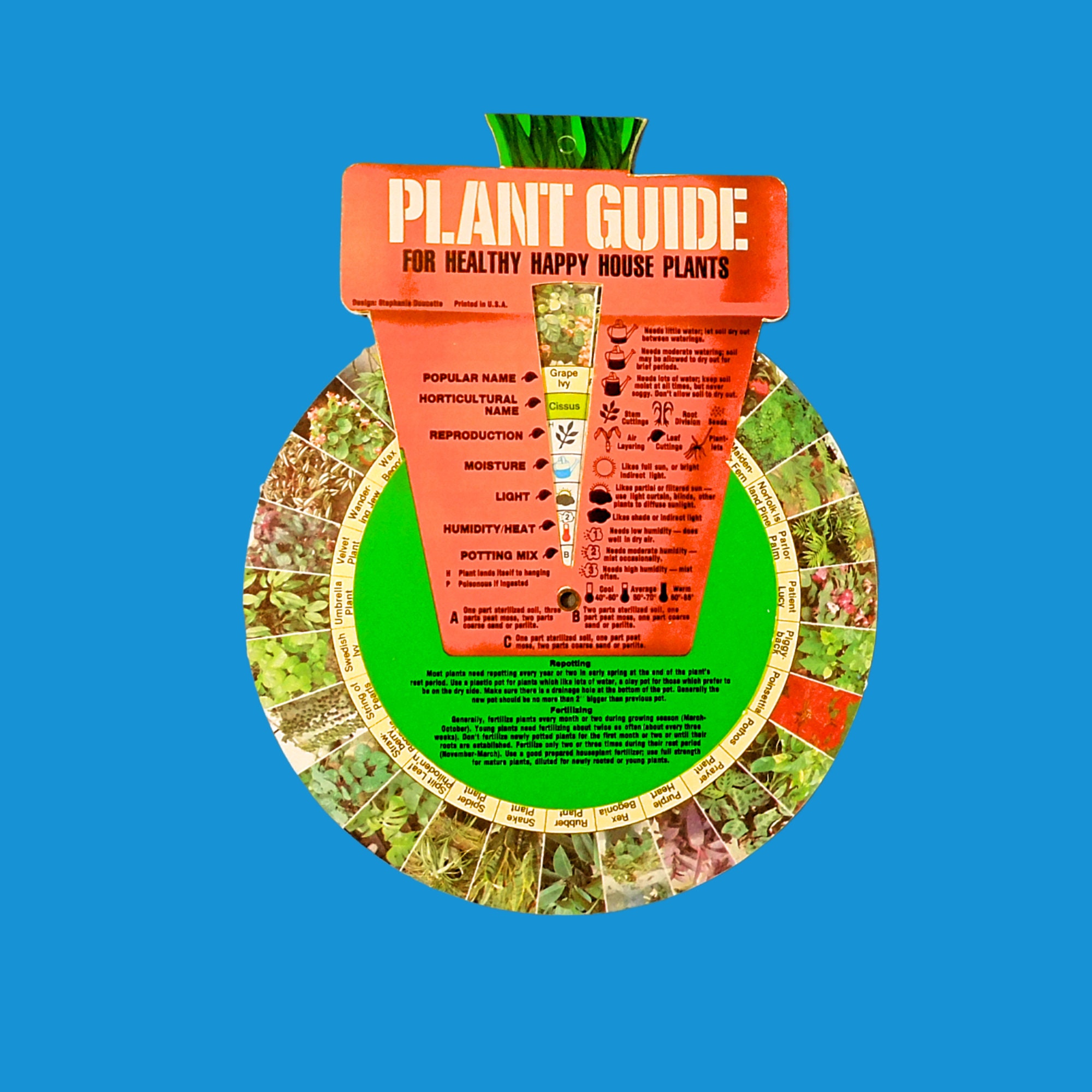 Vintage 1970's PLANT GUIDE Wheel Longs Drugs Advertising for Healthy