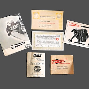 Vintage GARCIA Abumatic 120 & ZEBCO Zee Bee 202 Fishing Reel Ephemera Service Manuals - Warranty Cards