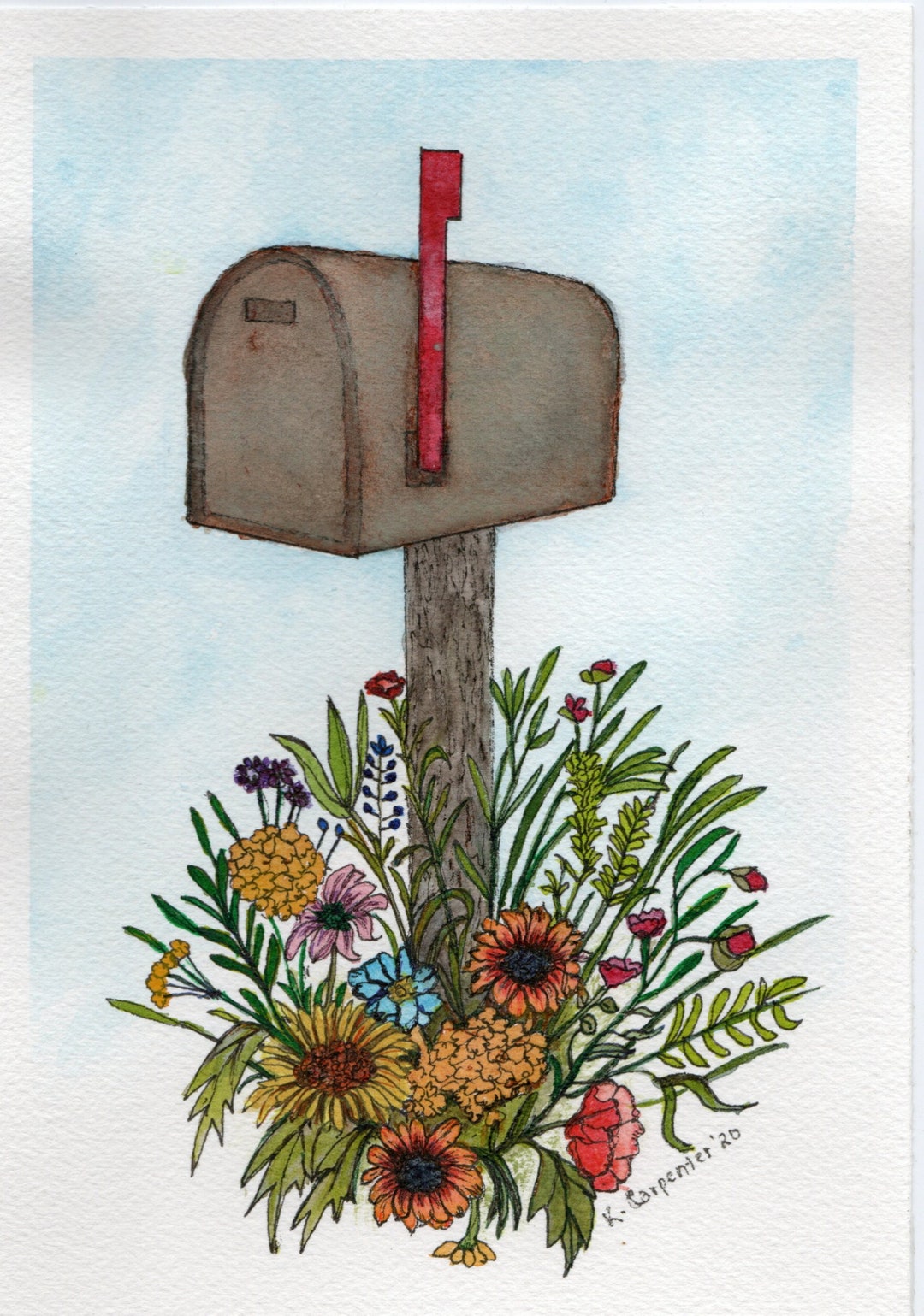 Original Pen and Ink With Watercolor Painting Line and Wash Painting ...