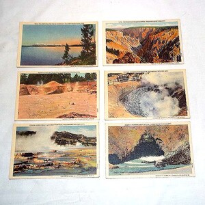 8 Vintage 1940&#39;s Linen Postcards from Yellowstone National Park