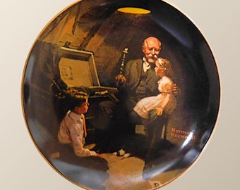 Knowles Norman Rockwell Collectors' Plate Grandpa's Treasure Chest / Second in the Rockwell's Light Campaign Series - Limited and Numbered