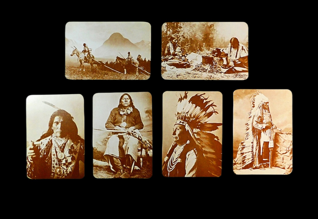 6 Vintage Old West Collectors Series Post Cards Real Photos - Indians ...