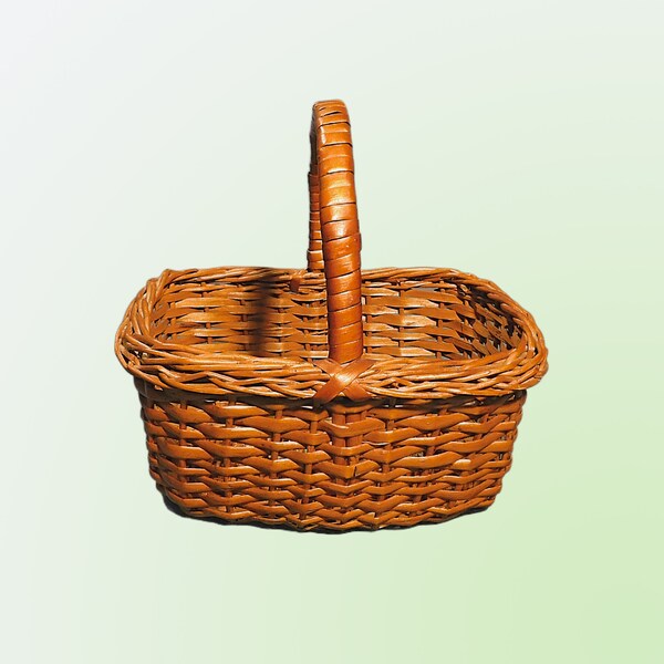 Small Wicker Basket With Handle Etsy