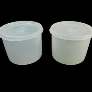 2 Vintage TUPPERWARE Semi Transparent 20 oz Stacking Storage Containers