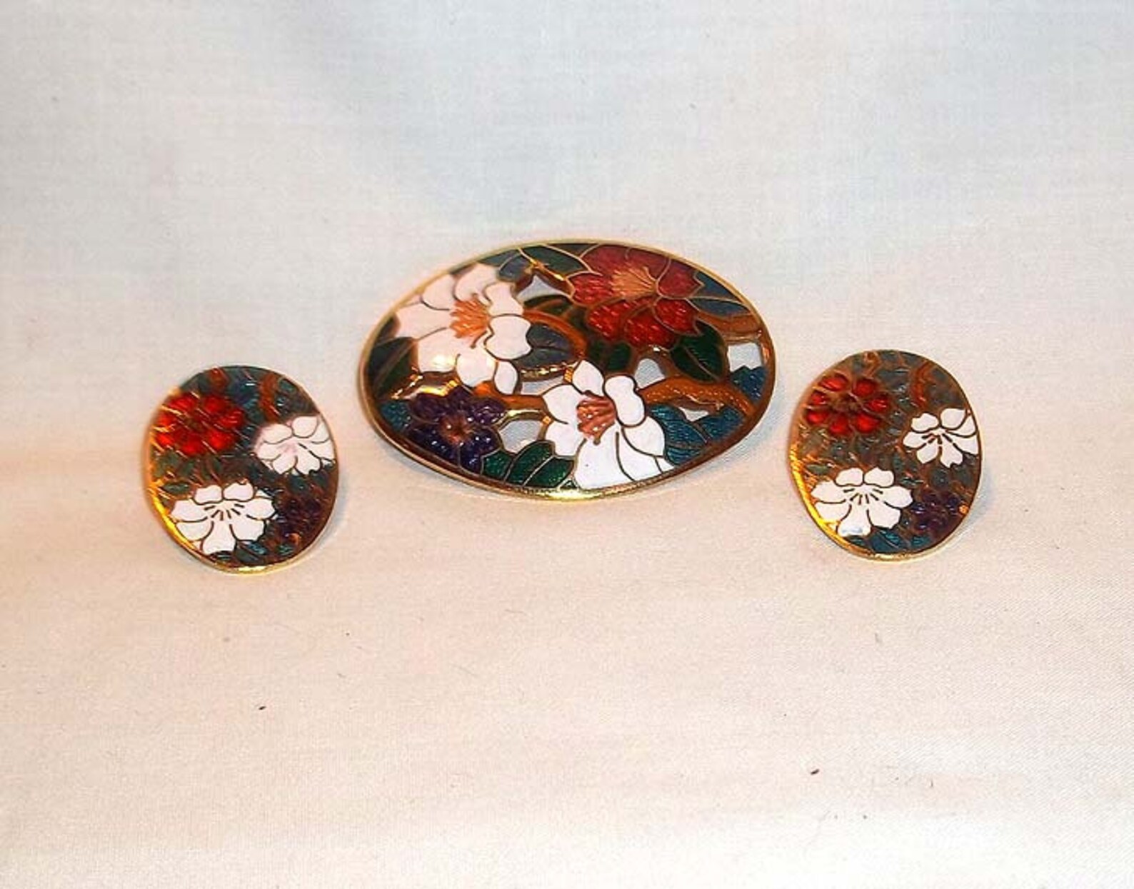 Vintage Cloisonne Style Pin Brooch and Matching Clip on Etsy