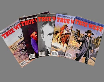 Five 5  Vintage Back Issues TRUE WEST Magazine 1997 - Cowboys - Outlaws - Old West - Sundance Kid / Doc Holliday / Wild Bunch