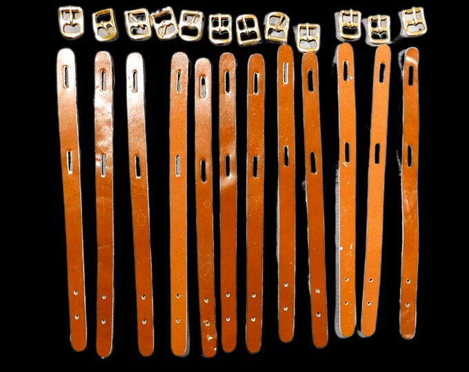 12 New Old Stock 1/2 Inch Brown Leather Pocket Watch Fob Straps With