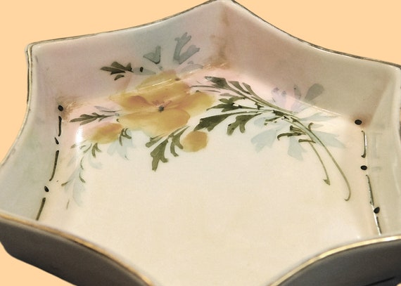 Vintage Hand Painted Nippon Porcelain Dish - Trin… - image 2