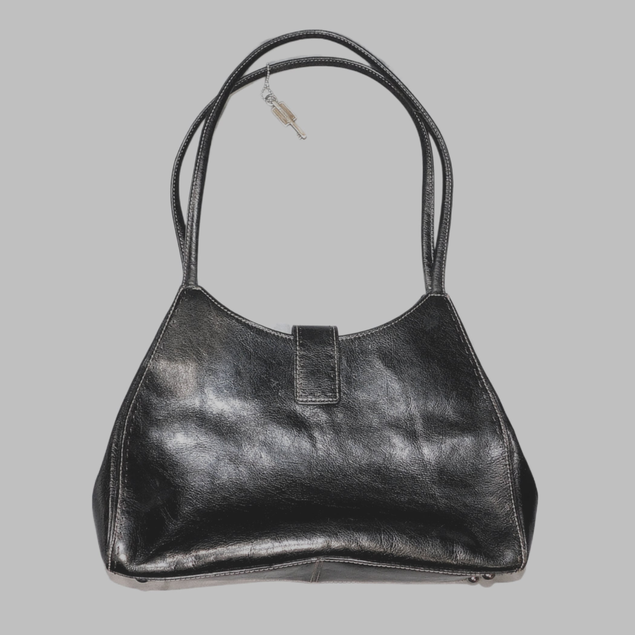 Vintage Genuine FOSSIL Leather Handbag Tote Shoulderbag Black in Excellent Condition Etsy
