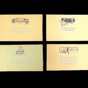 4 Antique Early 1900's Victorian Embossed Greetings Post Cards - Postally Unused - Merry Christmas, Season's Greetings