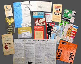 Huge Lot of 19 Pieces Vintage Advertising - Assorted Ephemera and Booklets - Warranty Card - Owners Manual